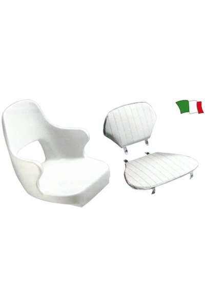 GFN Scaun de barcă din plastic durabil cu pernă albă separată, 410x400x500 mm