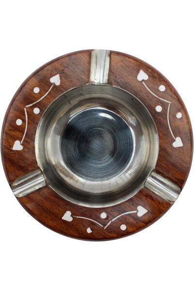 Generic Albert Sign Wood Cigarette Ashtray (Brown, 3.7 x 3.7 x 0.9 in)