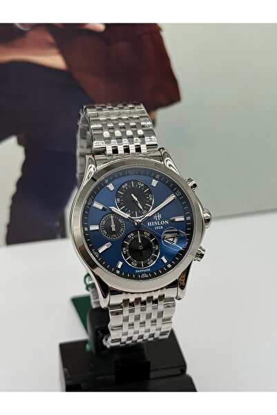 Hislon Silver Men's Watch 5 Atm Waterproof Sapphire Crystal3 Years Warranty Navy Blue