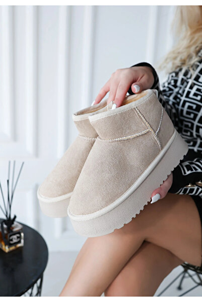 ALFA AKSESUAR 03 Linne Bej Süet Bot