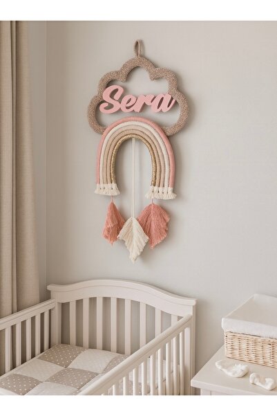 EGhediyelik Makrome Gökkuşağı Kapı Süsü Bebek Çocuk Odası Hastane Odası
