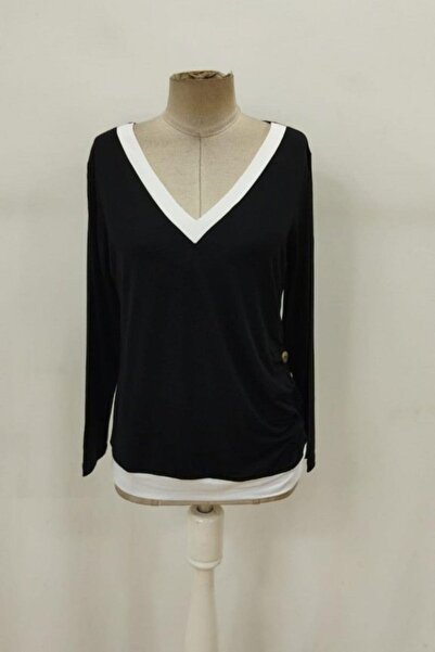 Mossta Long Sleeve Buttoned Wool Viscose Blouse - Black