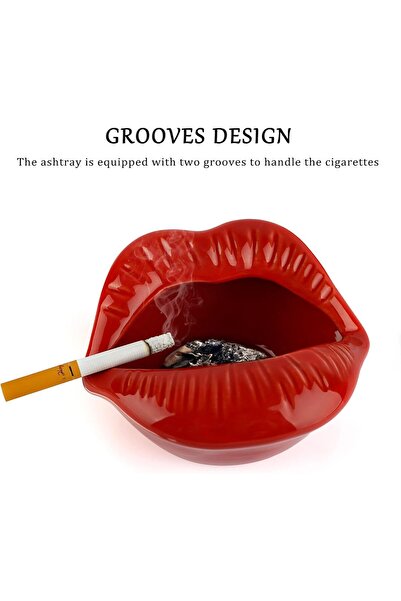 Loghot Creative Ceramic Cigarette Ashtray - Lips Style (Dark Red)