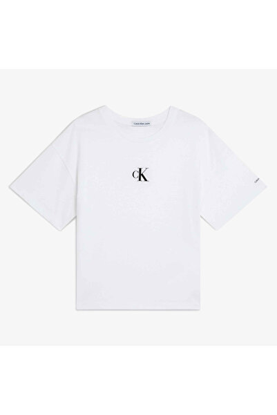 Calvin Klein Logo Boxy Beyaz Çocuk T-Shirt