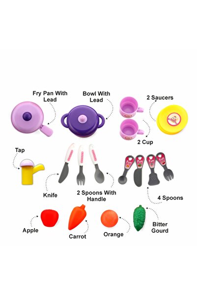 Chanak Kitchen Set for Girls – 18-Piece Pretend Play Cooking Suitcase on Wheels for Kids 3+