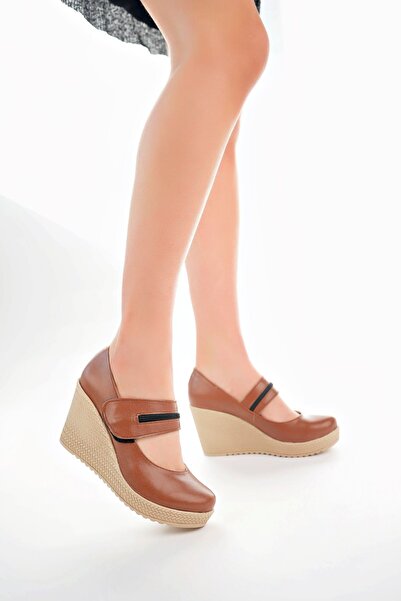 İrem Ayakkabı Wedge Sole Zipper Detailed Velcro Women's Shoes