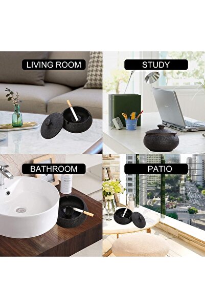 The Bros منفضة سجائر سيراميك مقاومة للرياح مع غطاء من كوزي نوك، 11 × 11 × 8 سم