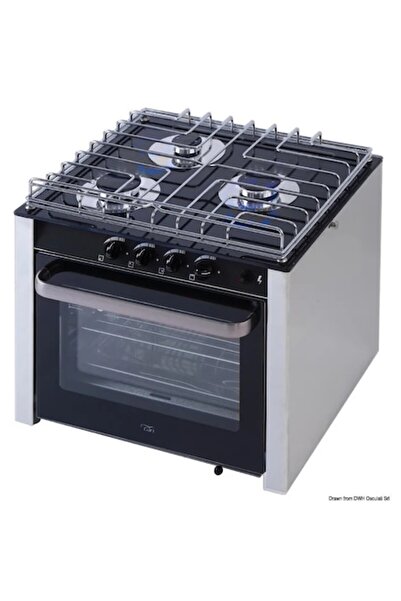 TNG Outdoor Plită pe gaz cu cuptor, 3 arzătoare, balamale cardanice, 23 kg