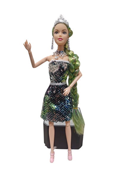 Vision XXI Papusa In Rochie Scurta Cu Paiete, Div Culori, Eleganta, Maini Si Picioare Flexibile, 30 cm