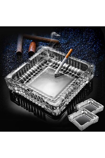 The Bros KUCEMO Showay Ashtray 2-Pack Large Glass Ashtray for Cigarette & Cig...