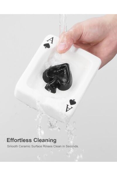 GTVGJH Creative Poker Ceramic Ashtray, Tabletop Portable Modern Ashtray - Black