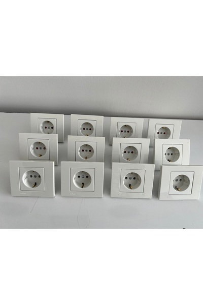 GenelTedarik مقبس كهربائي أرضي أبيض من OVIVO، 12 قطعة مع الإطار