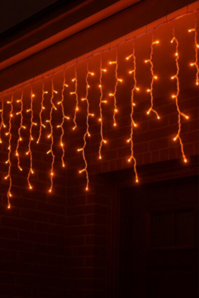 Hazar Led 2 Metre Saçak Led 144 Ledli 16 Saçaklı Eklenebilir IP65 Dış Mekan Sarı (Amber) Dekoratif Led Işık Yı