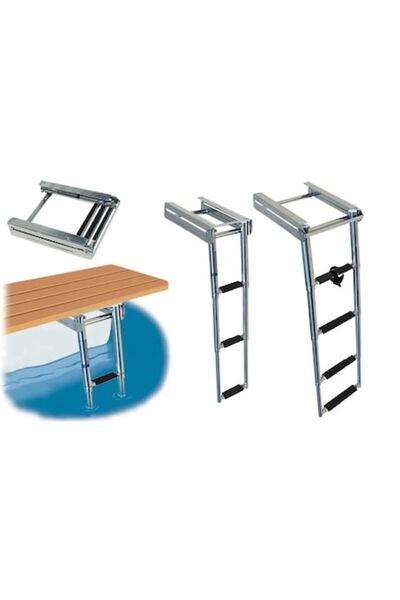 GFN Scara Telescopica Standard din Inox AISI 316, Pliabila, Montaj Peste Sau Sub Platforma