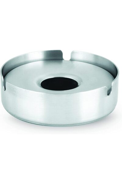 Kedge Stainless Steel Shiny Finish Stackable Rd Ashtray With Undercover, 10 cm X 3.5 cm Size