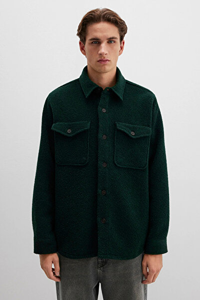 Mavi Men's Wool Blend Shirt M0211780 Pine Green