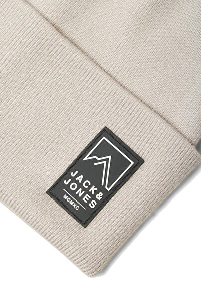 Jack & Jones Men's Jacalpes Logo Detailed Knitted Beanie 12286472 Gray
