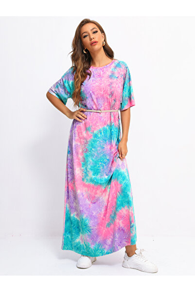 FridayIn Female Street style Round neck Printing Loose Long dress
