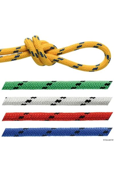 OSCULATI Polyester Rope, Red, 12 mm Diameter, Matte Anti-Slip Finish, 3-Strand Core, Low Elongation