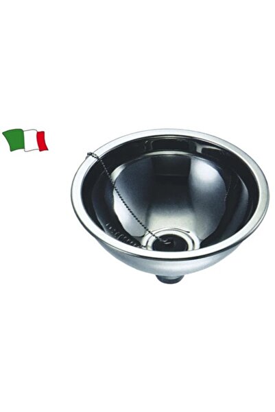 GFN Chiuvetă semisferică din oțel inoxidabil cu dop și lanț, scurgere de 38 mm