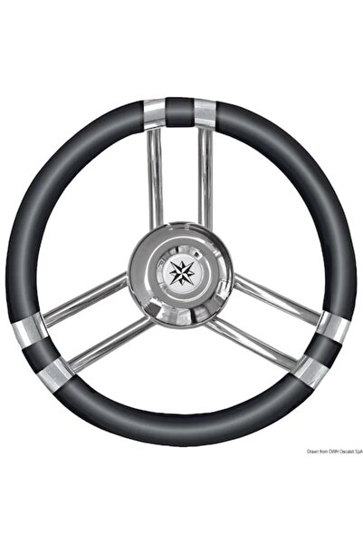 OSCULATI Nautical Steering Wheel, Soft Polyurethane, Gray, 350 mm, Compatible with Ultraflex/Morse/Teleflex