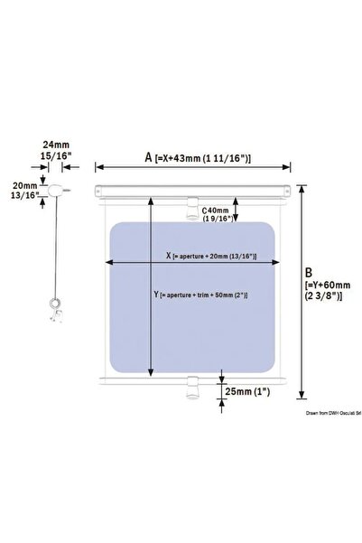 TNG Outdoor Oceanair roller blind for portholes and small windows, 720 mm, White