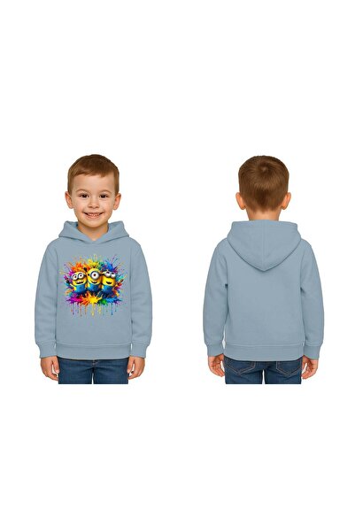 SEDİRLİ Unisex Minions Printed Children's Swaetshirt Printed Hooded 3 Thread ...