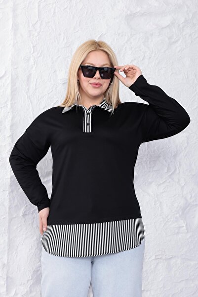 Siyezen Plus Size Shirt Collar Blouse