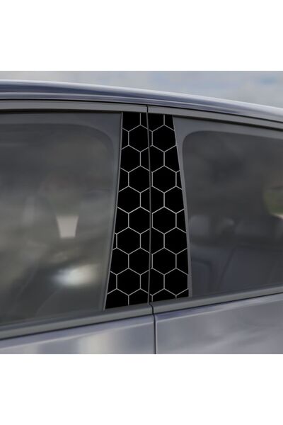 StickITsibiu Car Door Pillar Sticker Set – Hexa-Tech – 2 Pieces, Glossy Laminate