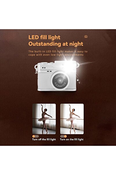 Specton Wisoqu Vintage Digital Camera with 128GB Card, 1080P Micro Mini Keychain Camera (White)