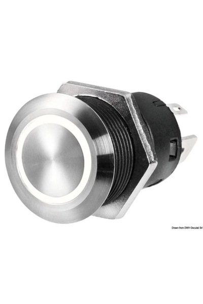 OSCULATI Întrerupător momentan ON/OFF cu revenire, alb, 12V 20A, IP67, LED