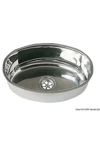 TNG Outdoor Oval Stainless Steel Sink, Polished, 265x385 mm external, 240x355 mm internal, depth 125 mm