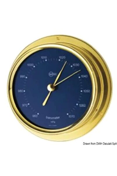 OSCULATI Barometru Barigo Regatta, Alamă lustruită - Cadran albastru, 120x40 mm, Diametru cadran 100 mm