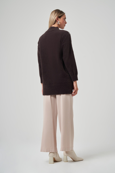 Nuss Stone Detail Angora Sweater Tunic 7002 Bitter Brown