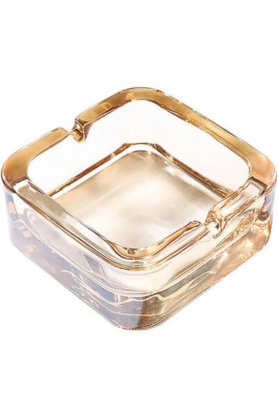 SAİM Crystal Square Glass Ashtray for Cigar Cigarettes Ash Tray Home Office Decoration (Amber)