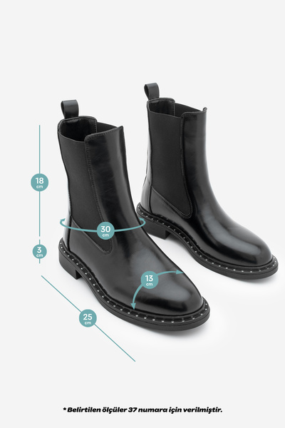 Marjin Women's Troklu Double Elastic Daily Boots Yuvin Black