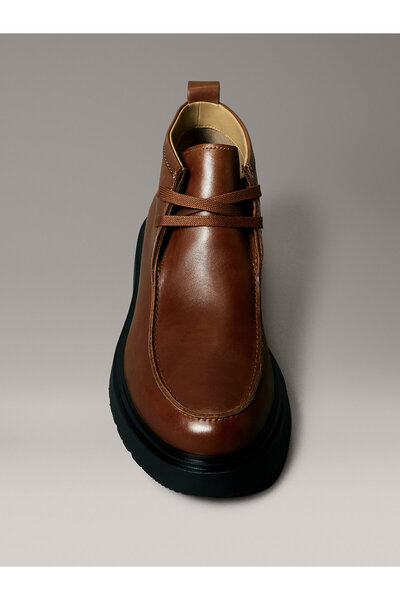 Calvin Klein Smooth Leather Lug Sole Desert Boots