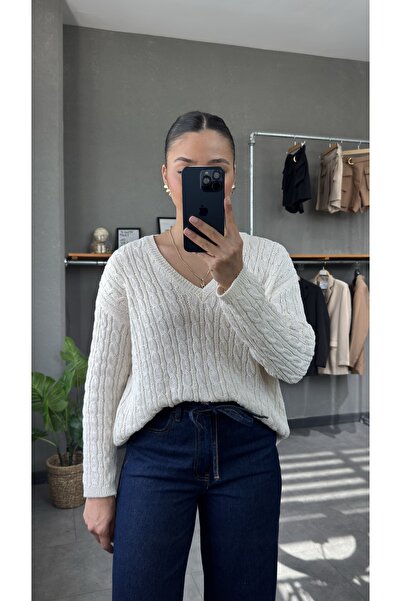 YOUR NAME Pulover din tricot de păr cu decolteu în V