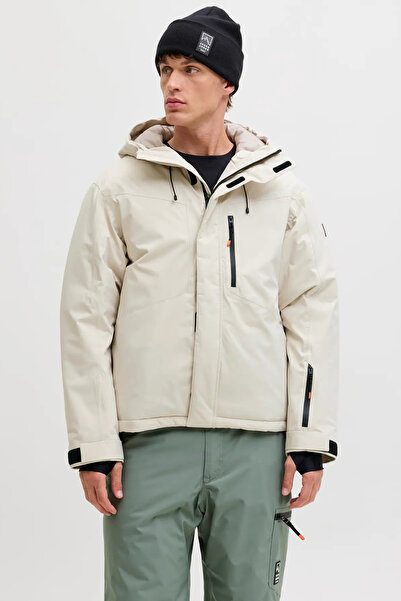 Jack & Jones Men's Jjalpes Hooded Water and Windproof Jacket 12284649 Stone