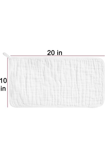 Genericc 100% Cotton Muslin Burp Cloths, L 20in × 10in, 6-Layer Ultra Soft Absorbent – White