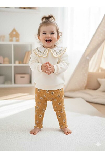 Necix's Laura Baby Çiçek Desenli Alt Üst Taytlı Kız Bebek Takım