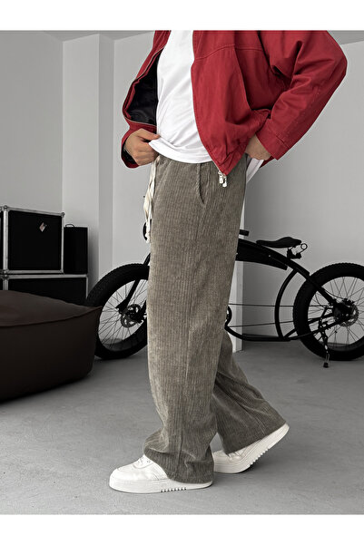 BYBASICMAN Khaki Velvet Baggy Pants Jj-126