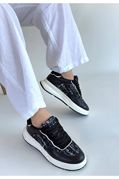 ALFA AKSESUAR 03 Hawer Black Leather Lace-Up Sneakers