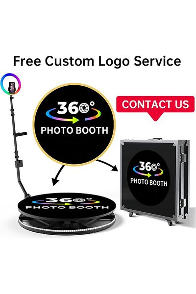 Generic 360 Degree Photo Booth Machine with RGB Ring Lights & Rotating Platform