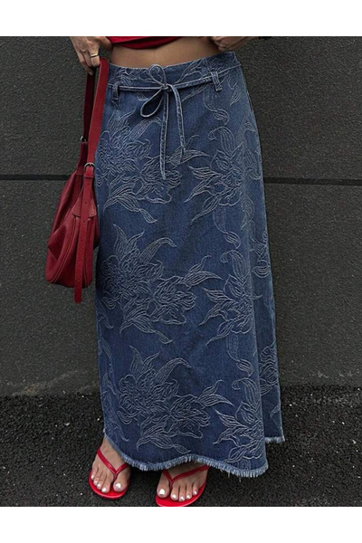 Sheya Shein denim skirt, blue