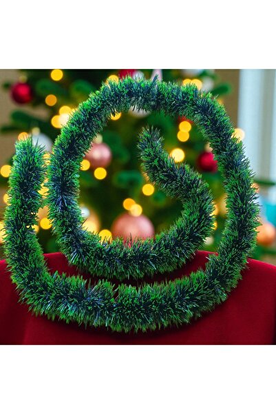 Kuzey 2 Meters Matte Light Dark Green Christmas Neck Glitter Light Dark Green...