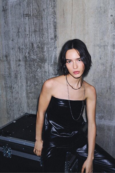 Pull & Bear Straplez parlak top