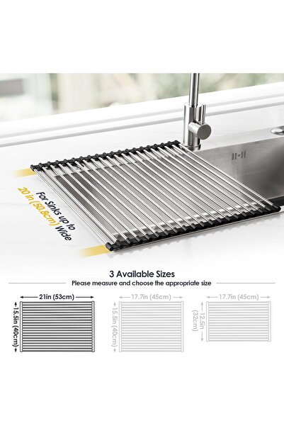 Generic Roll Up Dish Drying Rack Over Sink Drying Rack Sink Cover Kitchen Sink Accessories Black 21" x 15.5"