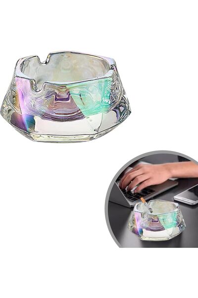 The Bros Mairuker Crystal Diamond Glass Ashtray - Multicolor, Small