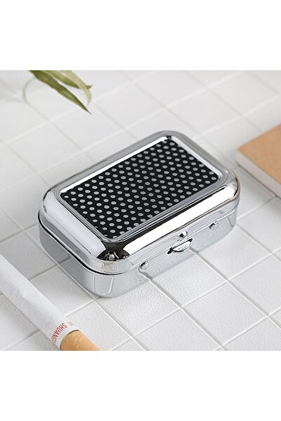 Generic Portable Metal Ashtray with Lid, Windproof Car Ash Tray, Silver